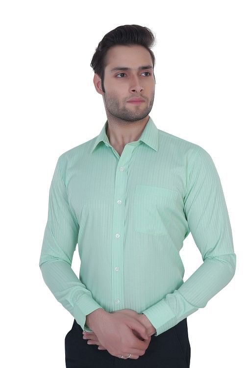 Light Green Stripes Formal Shirt